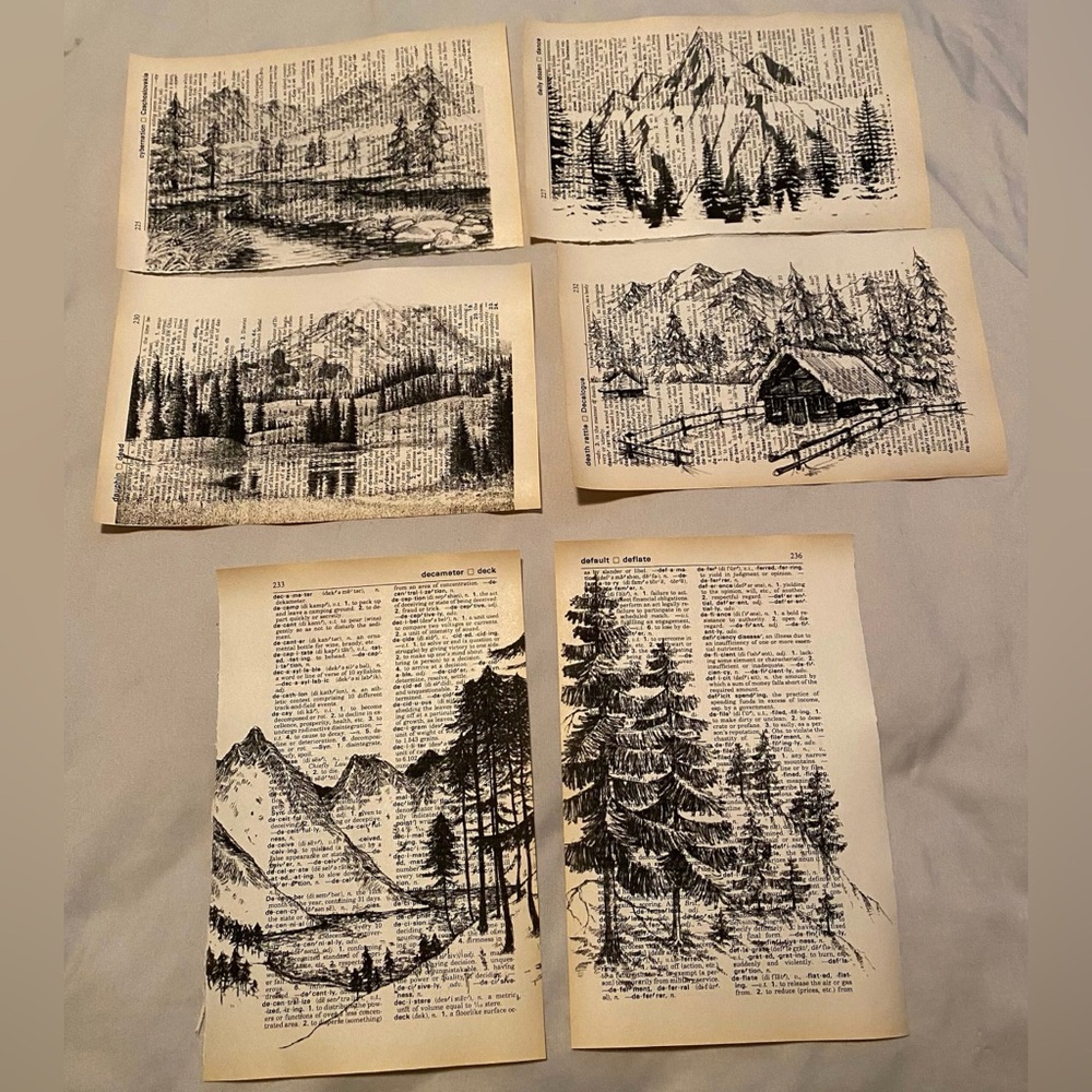 Mountain Landscape Themed Dictionary Prints